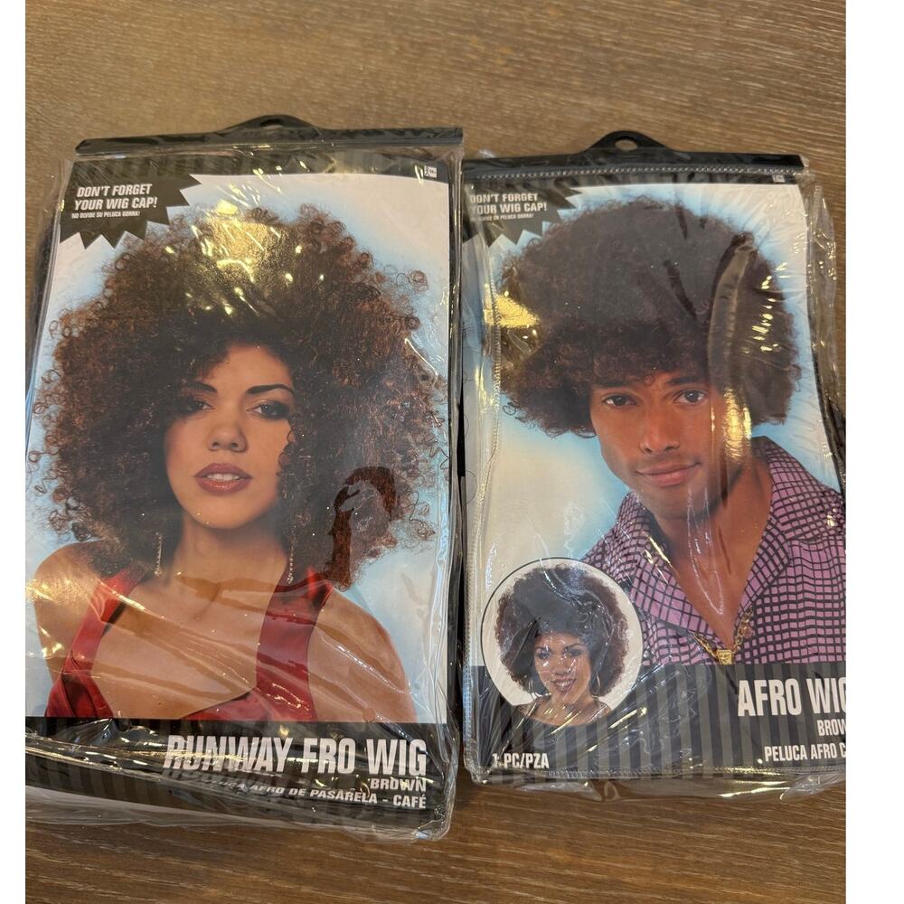 Costume Halloween Men’s and women’s Afro Fro wig set.
